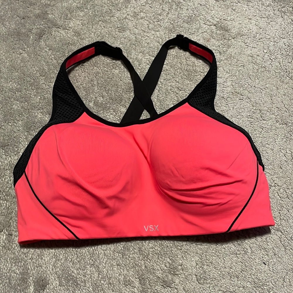 Victoria's Secret Coral Pink & Black VSX Sports Bra